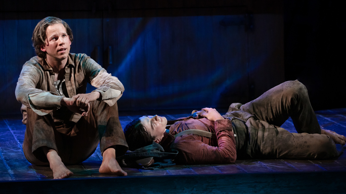 Stark Sands and Adrian Blake Enscoe in SWEPT AWAY. Photo by Julieta Cervantes